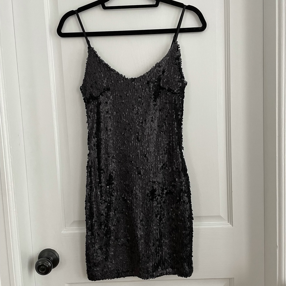 Black Sequin Mini Dress